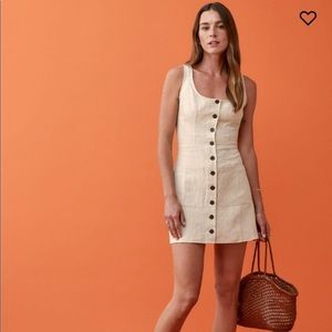 Reformation Jill Dress Linen Sz 6 Oatmeal NWT